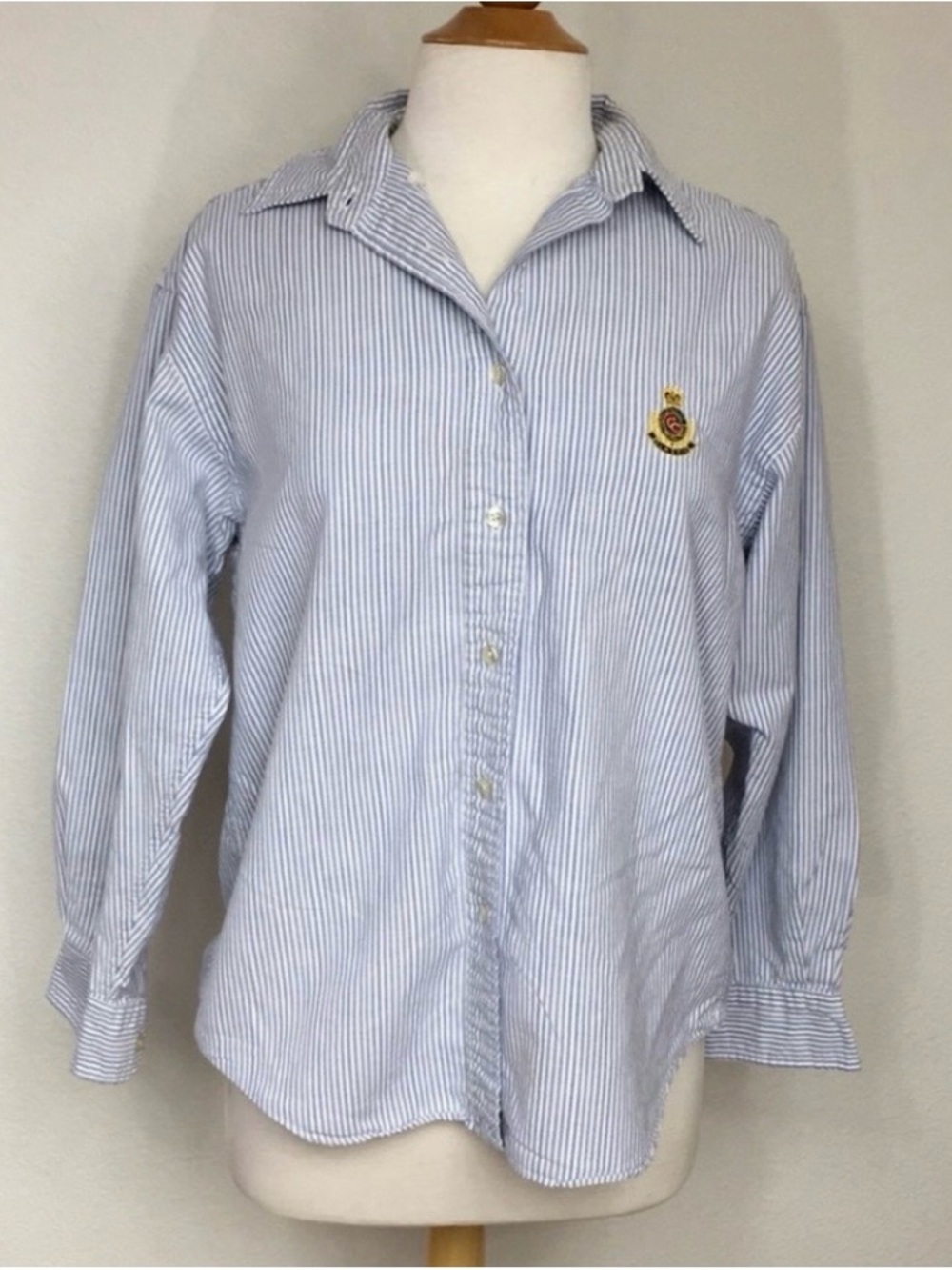 Vintage Charter Club Womens Blue White Stripe Cotton Button Shirt Size 8 Coastal - Picture 1 of 16